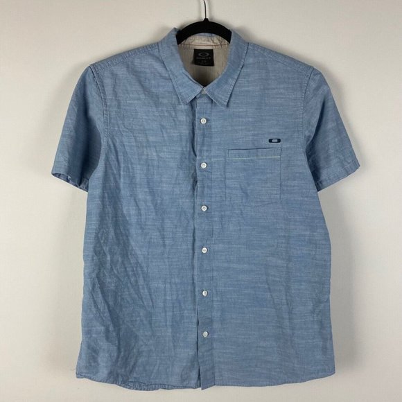 Oakley Light Blue Casual Button Down Shirt - Picture 1 of 9